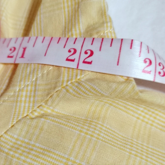 ALAN FLUSSER size Medium Mens Button Down Long Sleeve Shirt Yellow Plaid Cotton - Picture 8 of 9